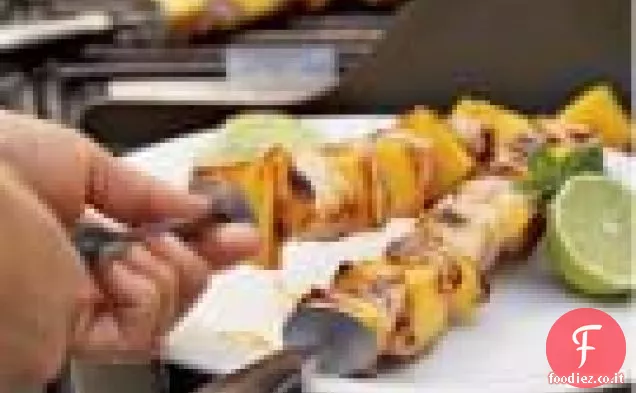 Spiedini di pollo e mango