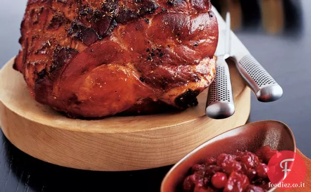 Prosciutto affumicato speziato con chutney di mango e mirtilli rossi