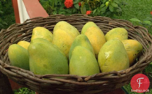 Dessert di mango fiammeggiante