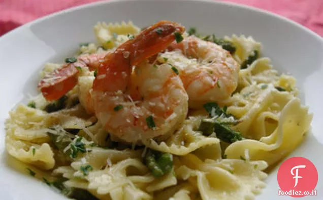 Gamberi con Asparagi e Pasta