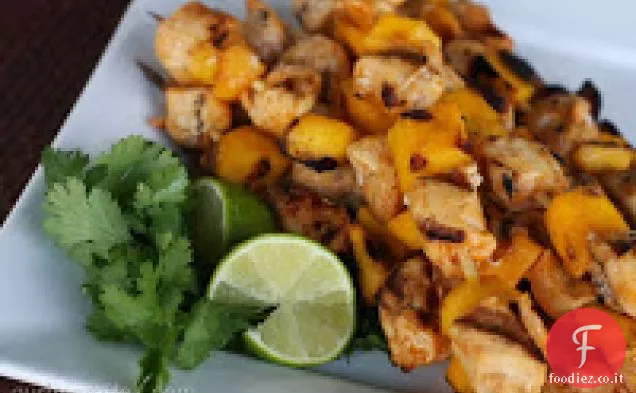 Spiedini di pollo al mango al peperoncino