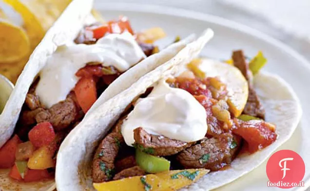 Ancho Chile-Fajitas di manzo con Mango