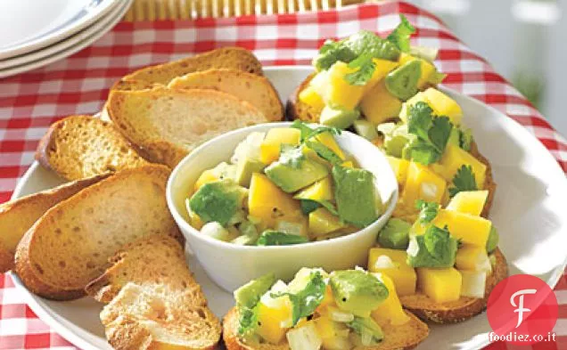 Crostini alla salsa di Avocado e Mango