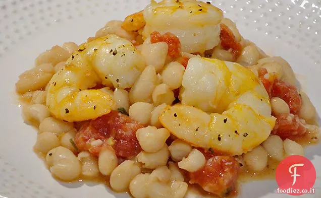 Gamberi Arrosto con Fagioli Toscani