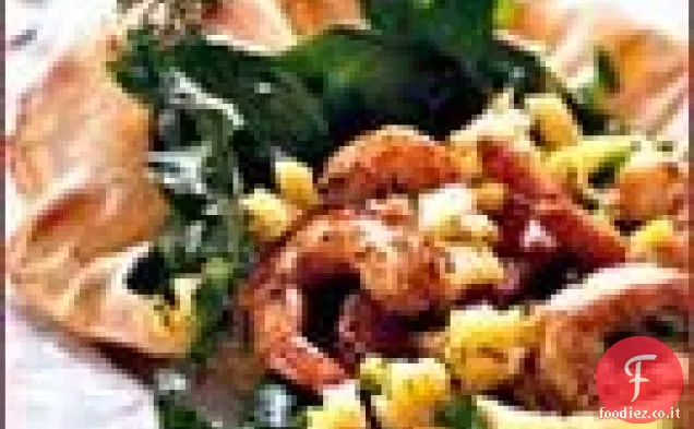 Gamberetti di Altherr con ananas su Naan