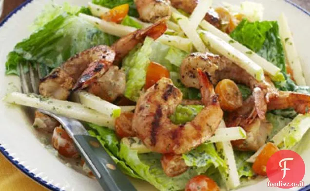 Gamberetti con insalata di mele e pomodori