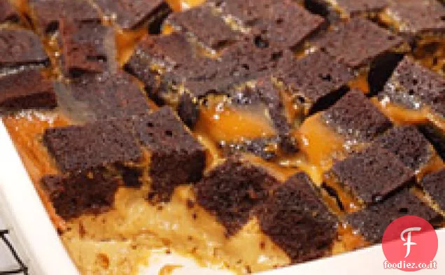 Budino di pane al cioccolato e caramello