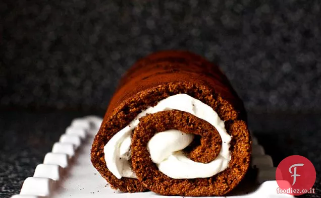 Rotolo di torta al cioccolato celeste