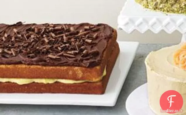 Torta Gialla con Ripieno di Crema Pasticcera e Ganache al Cioccolato