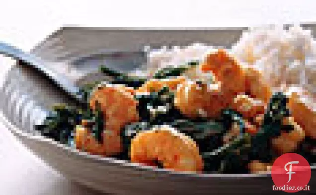 Gamberetti Wok piccanti con riso al cocco