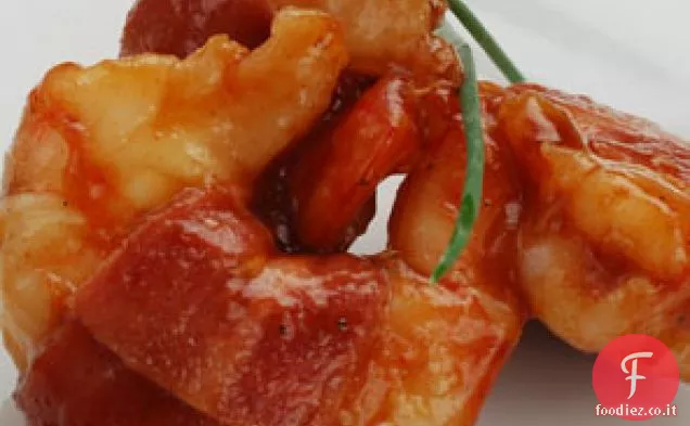 Tacchino-pancetta-avvolto barbecue Gamberetti