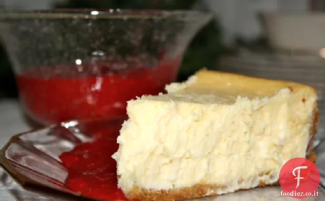 Cheesecake finale di Lizzie Dean con purea di lamponi