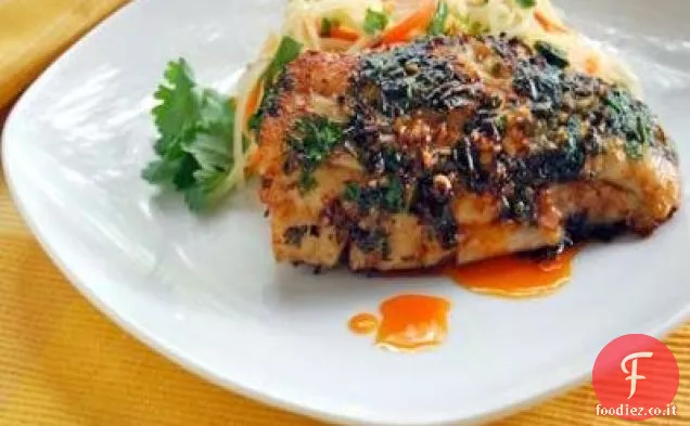 Sip di zenzero, citronella e coriandolo in crosta Snapper