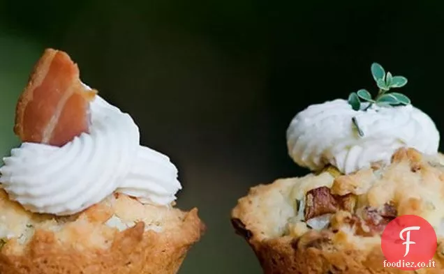 Mini pancetta Erba Cupcakes con crema di formaggio glassa
