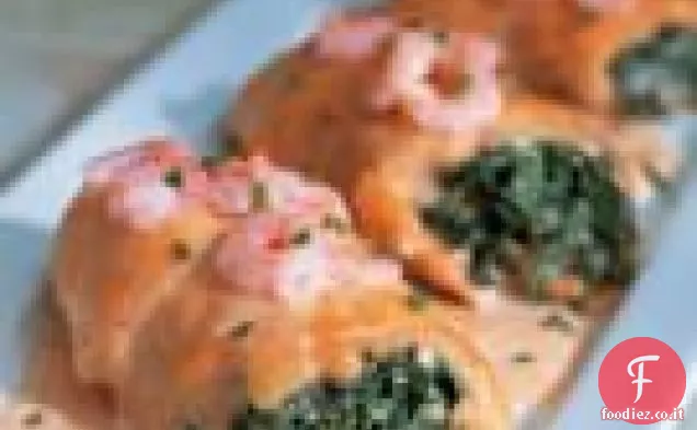 Suola ripiena al forno con salsa di gamberetti