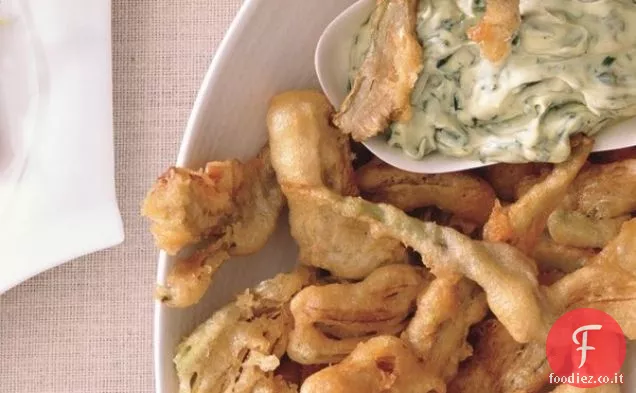 Frittelle di carciofi con salsa verde Dea immersione