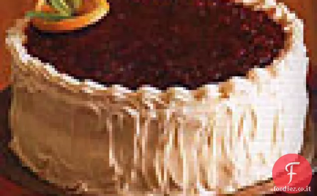 Torta a strati arancione glassata al mirtillo