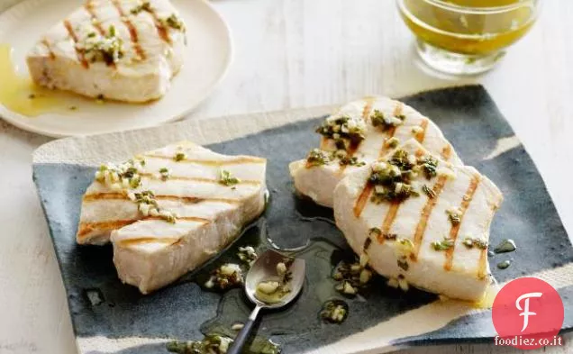 Pesce Spada alla griglia con Limone, Menta e Basilico