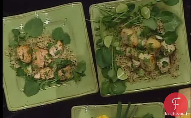 Succulenti Spiedini di pesce spada alla griglia con Tequila e lime