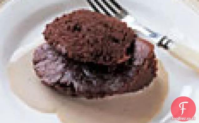 Soufflé al cioccolato agrodolce con salsa di crema Earl Grey