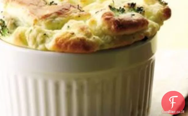 Soufflé di broccoli e formaggio di capra