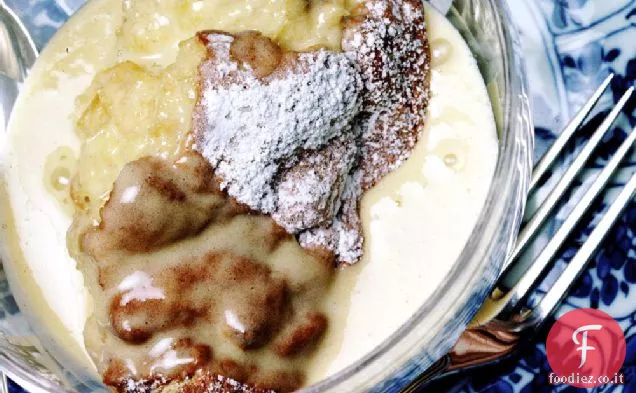 Soufflé di budino di pane con salsa di whisky