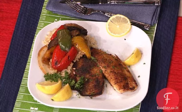 Tilapia annerita di AFC con verdure grigliate