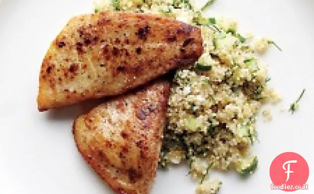 Tilapia e Quinoa con Feta e cetriolo