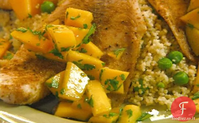 Tilapia alla marocchina con cumino, Mango e coriandolo