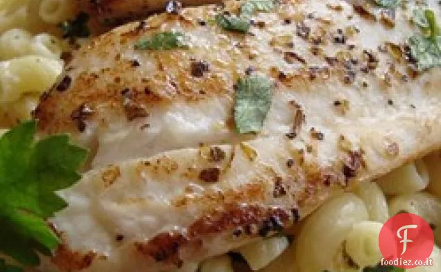 Tilapia al limone scottata in padella con pasta al parmigiano