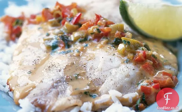 Tilapia alla griglia con salsa thai al cocco e curry