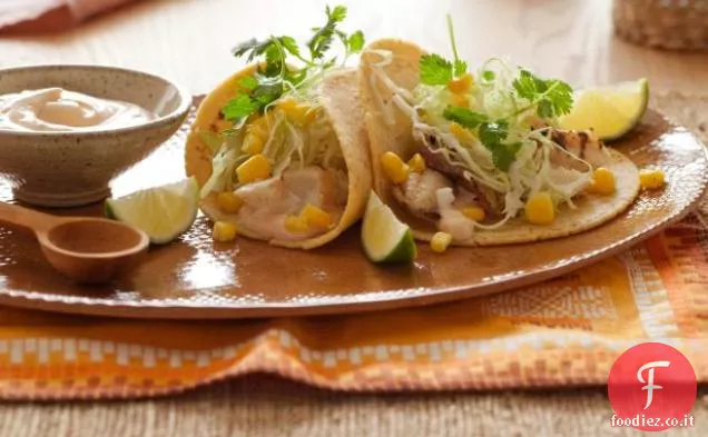 Tacos di pesce con crema di Chipotle