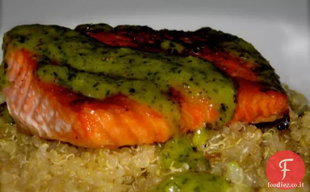 Trota neozelandese con vinaigrette di coriandolo e lime
