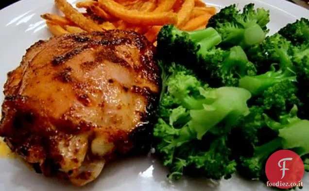 Cosce di pollo speziate glassate al miele