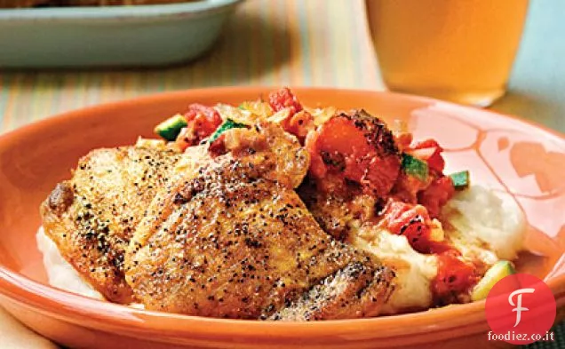 Cosce di pollo con salsa di pomodoro grosso
