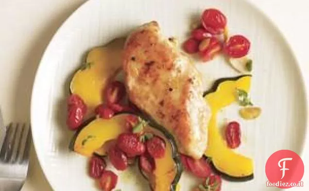 Pollo con Ghianda Zucca e pomodori