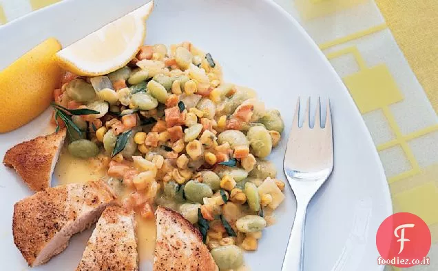 Pollo padella con Succotash estate