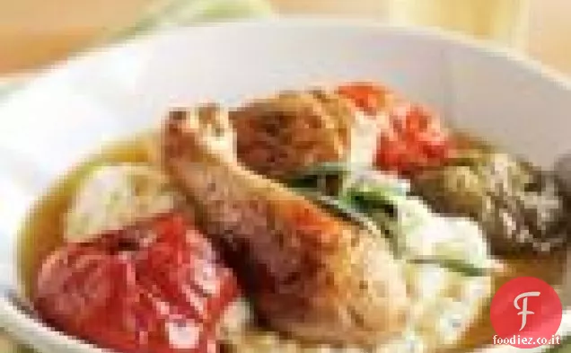 Pollo brasato con pomodori estivi