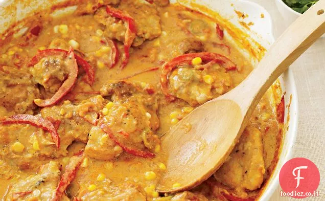 Cosce di pollo brasate al curry e yogurt