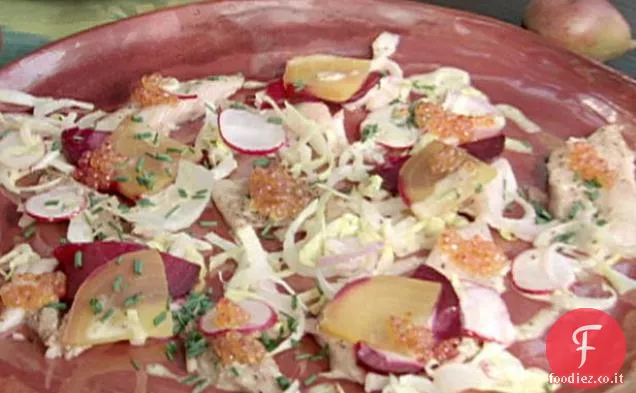 Insalata di trota affumicata con condimento al limone Meyer