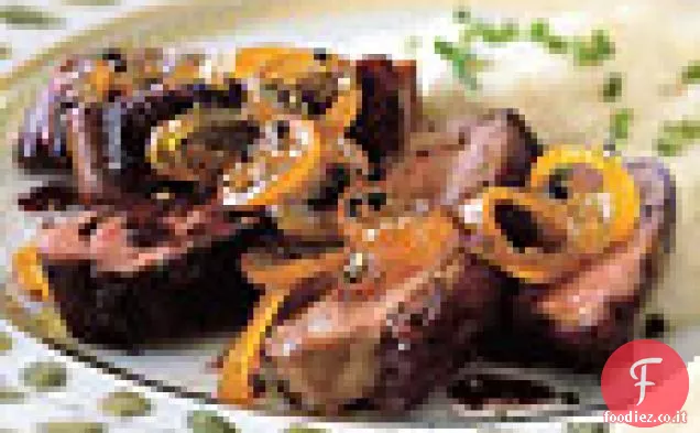 Petti d'anatra scottati con salsa al vino rosso e Kumquat canditi