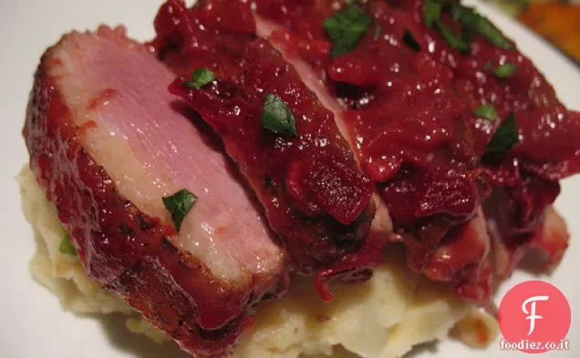 Cranberry Thai Curry satinato petto d'anatra con cocco purè Po