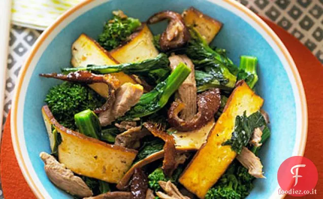 Tofu pressato, anatra arrosto e Broccolini saltati in padella