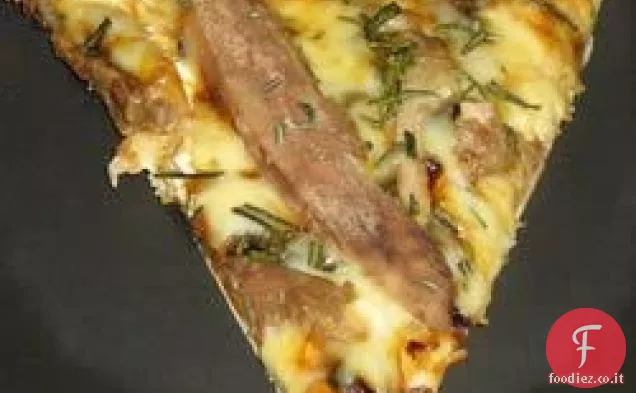 Pizza all'anatra e Fontina con Rosmarino e Cipolle Caramellate