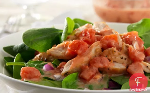 Tacchino con insalata di pomodoro e spinaci