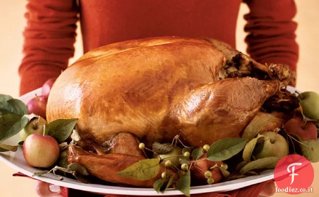 Tacchino con ripieno di mele e castagne e sugo di sidro