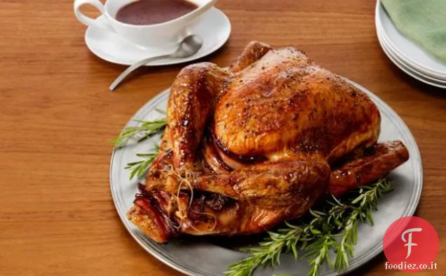 Tacchino glassato al melograno con ripieno di riso selvatico