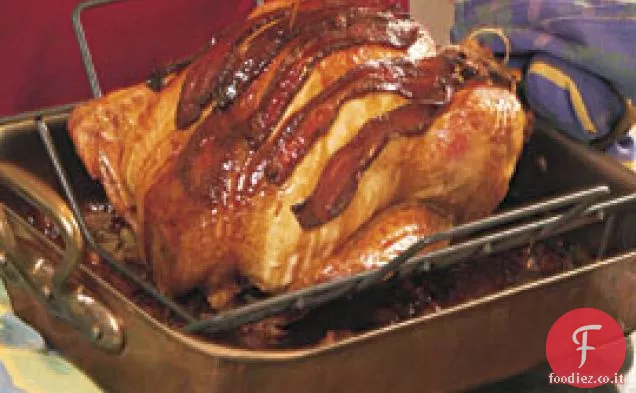 Acero-pancetta tacchino smaltato con riso selvatico e ripieno di pane di mais &