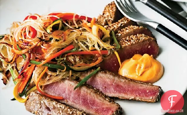 Tonno in crosta di sesamo con crema di zenzero