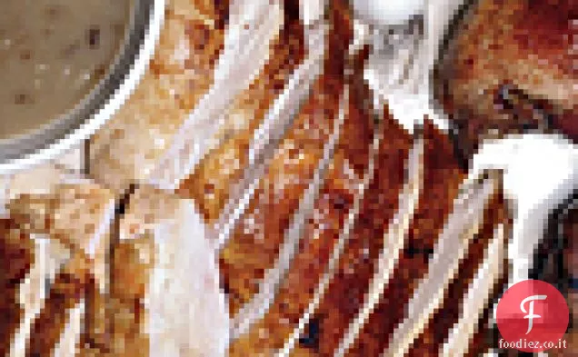 Tacchino arrosto salato con erbe e scalogno-Sugo di Digione